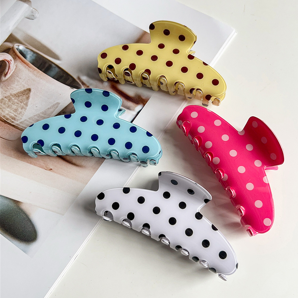 Hair Care Lotion - Koreanische elegante cremefarbene Haarspange mit Polka